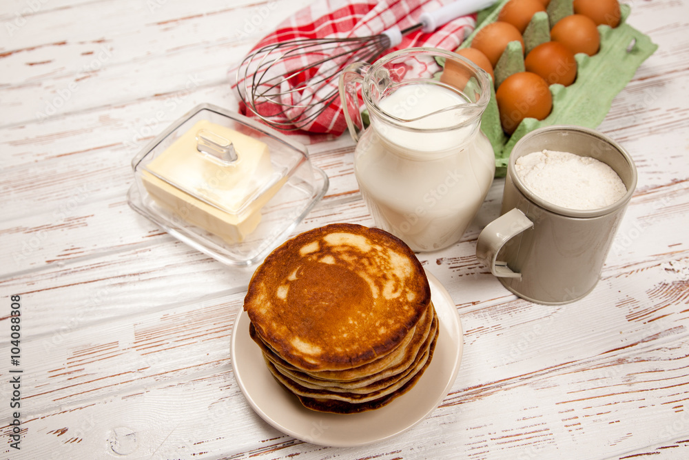 High pile of delicious pancakes High pile of delicious pancakes