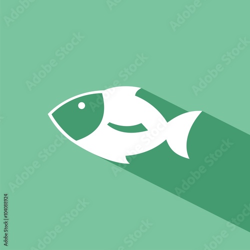 Icono de pez sobre un fondo verde. Ilustración vectorial