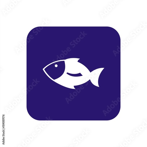 Icono de pez sobre un fondo azul oscuro. Ilustración vectorial