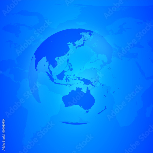 Blue World Globe. Asia and Oceania.
