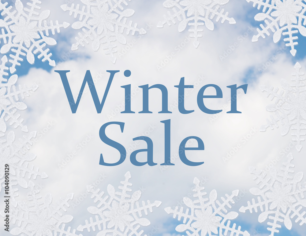 White Snowflake Background with Winter Sale Message