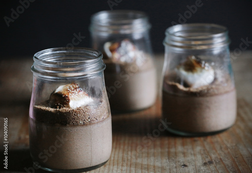 Mousse or chocolate cheese cake with marshmallow