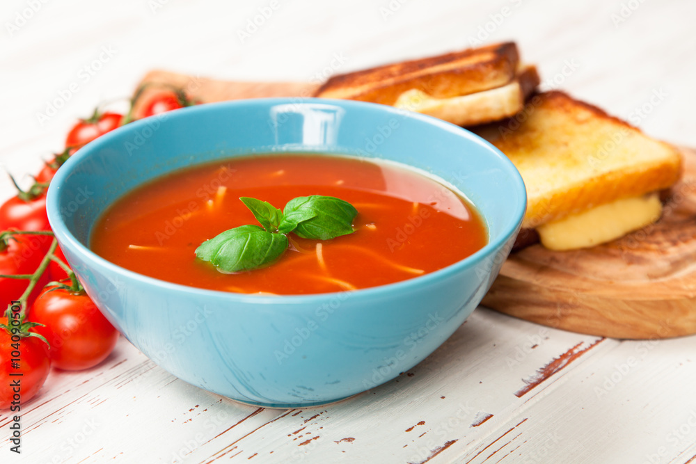 Tomato soup and basil Tomato soup and basil