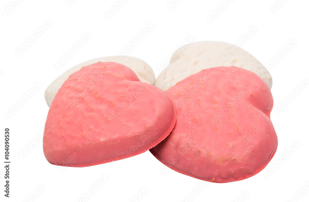 cookies in glaze hearts isolated cookies in glaze hearts isolated