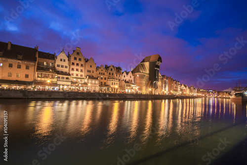  Night view of Old Town and Motlawa river in Gdansk, Danzig © 123M
