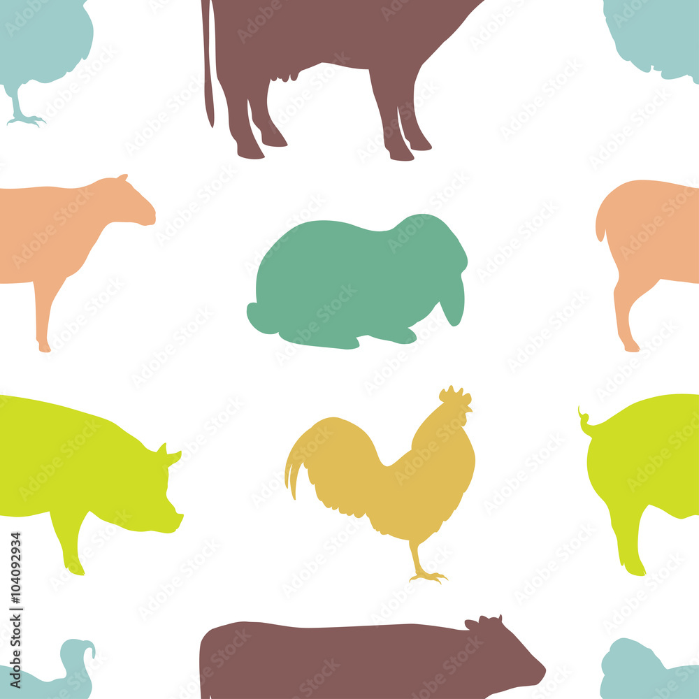 Fototapeta premium Farm Animal silhouettes.