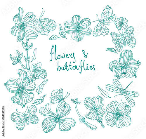 Beautiful Doodle flower set