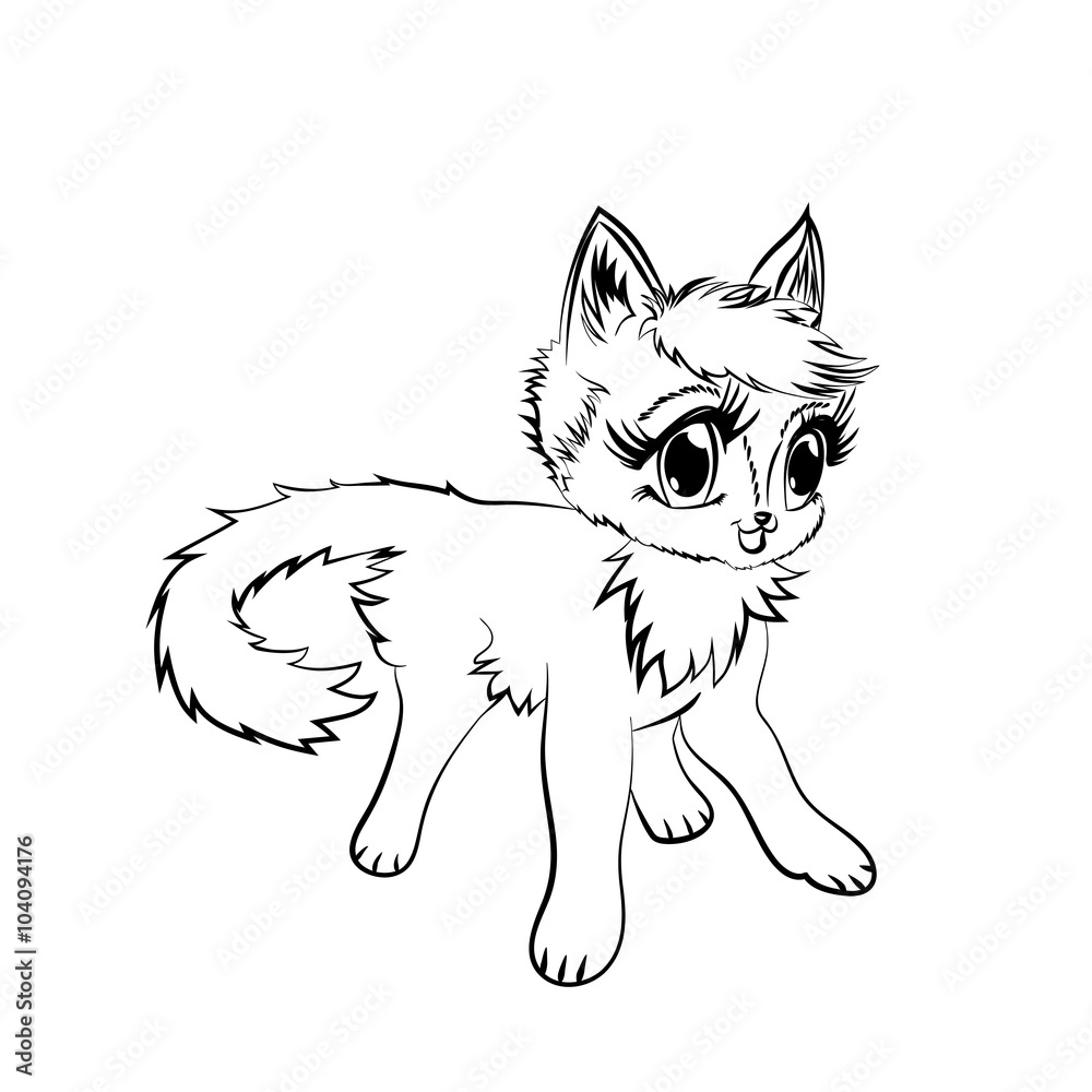 Obraz premium Cat face. Black and white sketch.