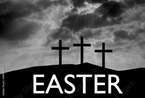 Three Easter crosses on hill
