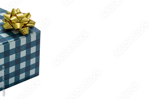 Gift box with bow and ribbon isolated on white background photo