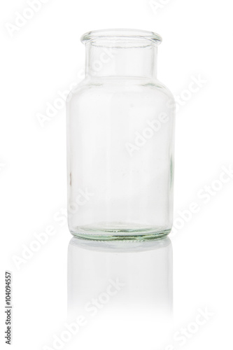 Empty glass jar for preserving isolated on white background.