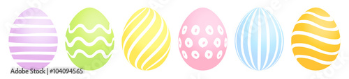 Set 6 Easter Eggs Pastel Stripes
