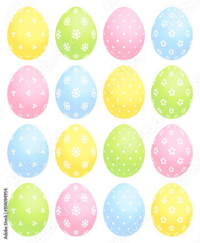 16 Easter Eggs Pastel Dots Set