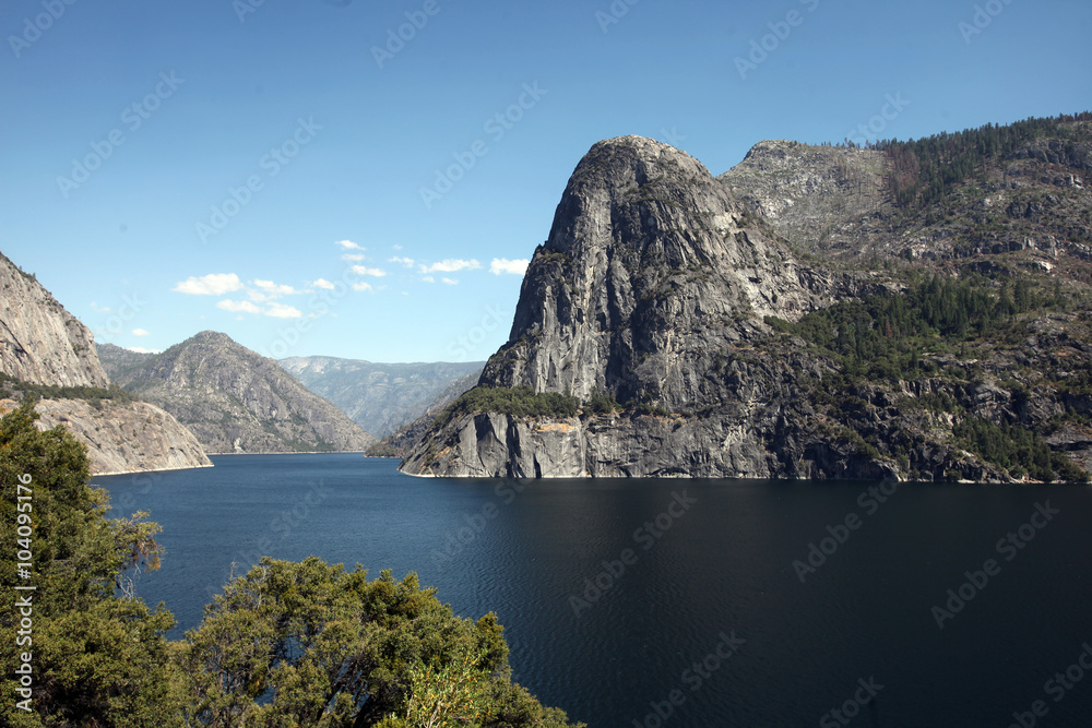 The manmade Hetch Hetchy Reservoir in Yosemite National Park provides water to the city of San Francisco through a gravity-fed pipe system that spans California's vast central valley.