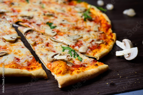 fresh delicious Italian pizza with mushrooms