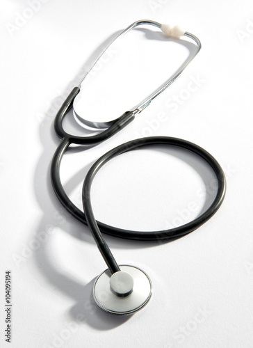 Medical stethoscope on white