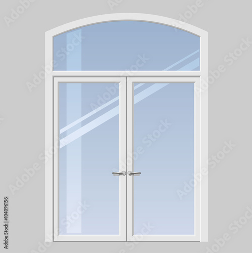 Double doors open onto a terrace or balcony in vector graphics