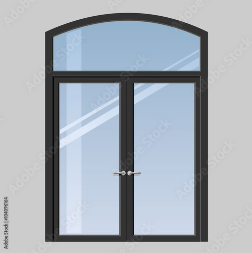 Double doors open onto a terrace or balcony in vector graphics
