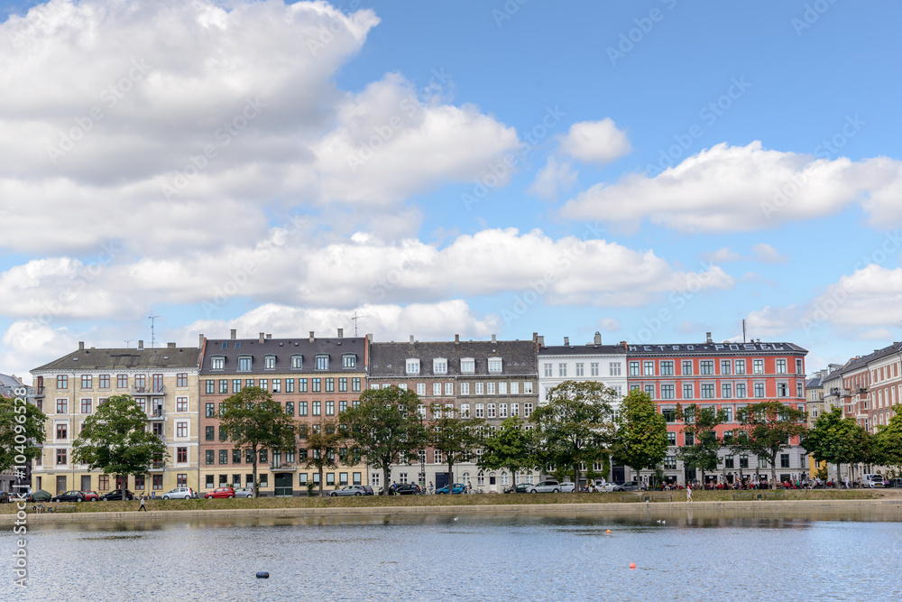 Fototapeta premium The Lakes, Copenhagen / the lakes in Copenhagen, is a row of 3 rectangular lakes curving around the western margin of the City centre.