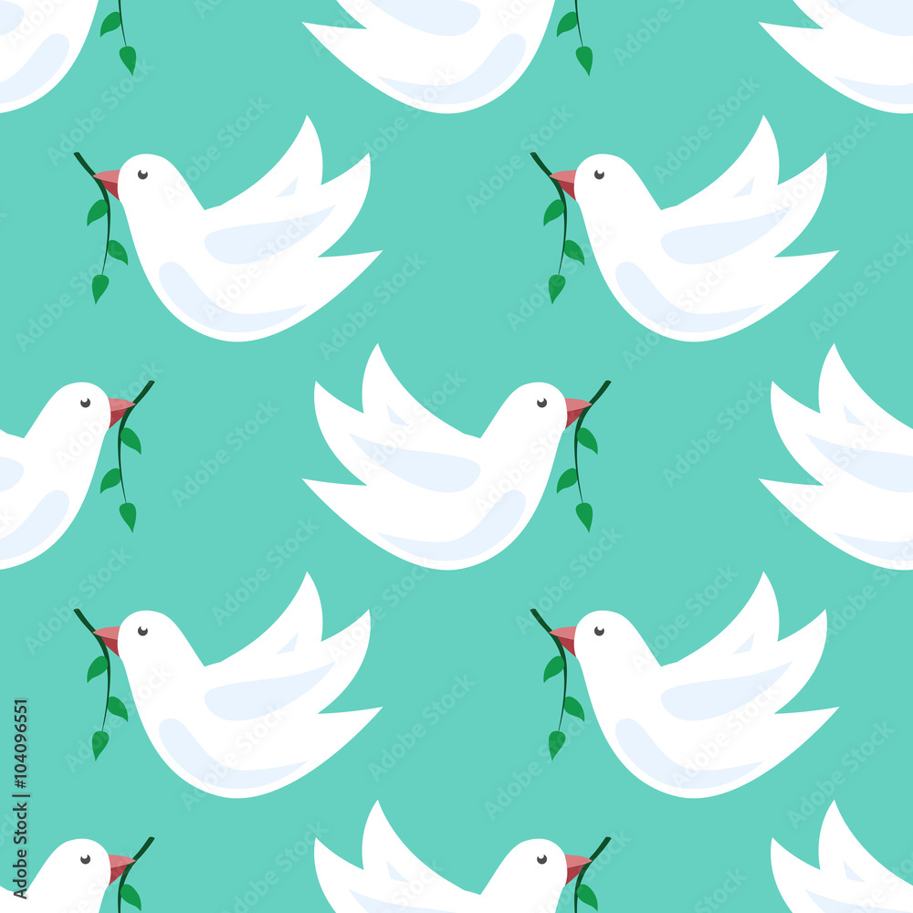 White doves seamless pattern White doves seamless pattern