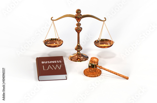 Legal attributes: gavel, scale and law book