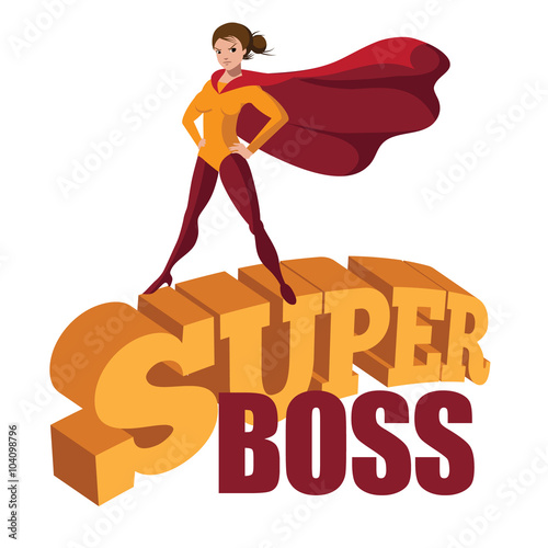 Super Boss standing heroically on 3d comic book text. Stock Vector | Adobe