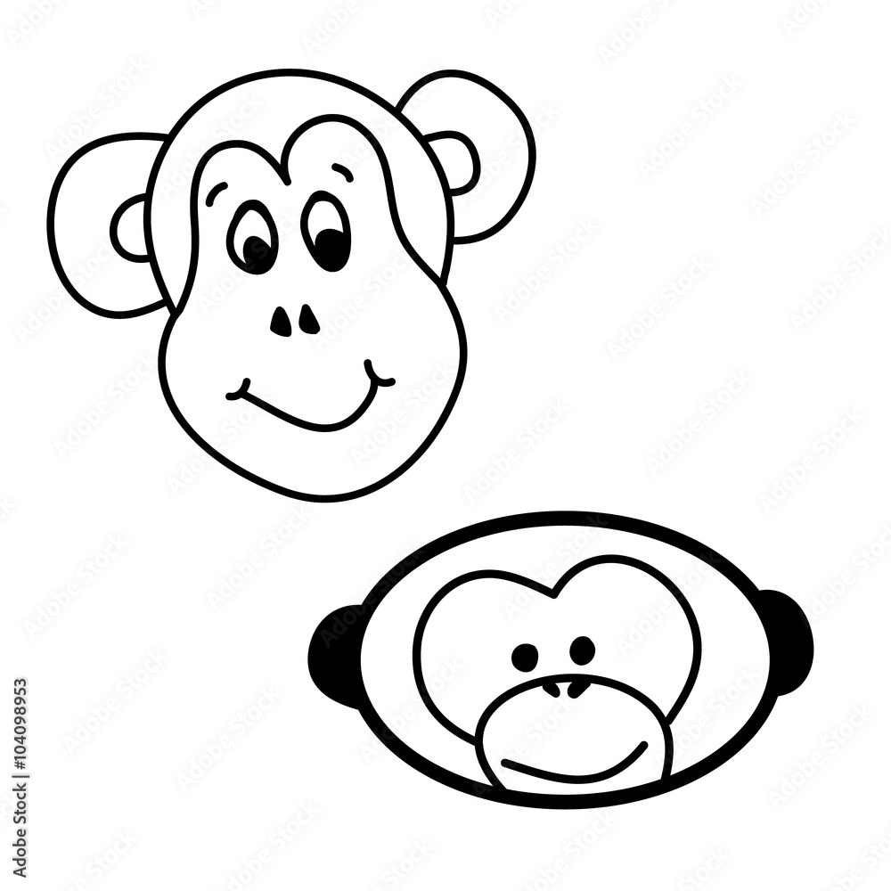 Naklejka premium Monkey faces fun