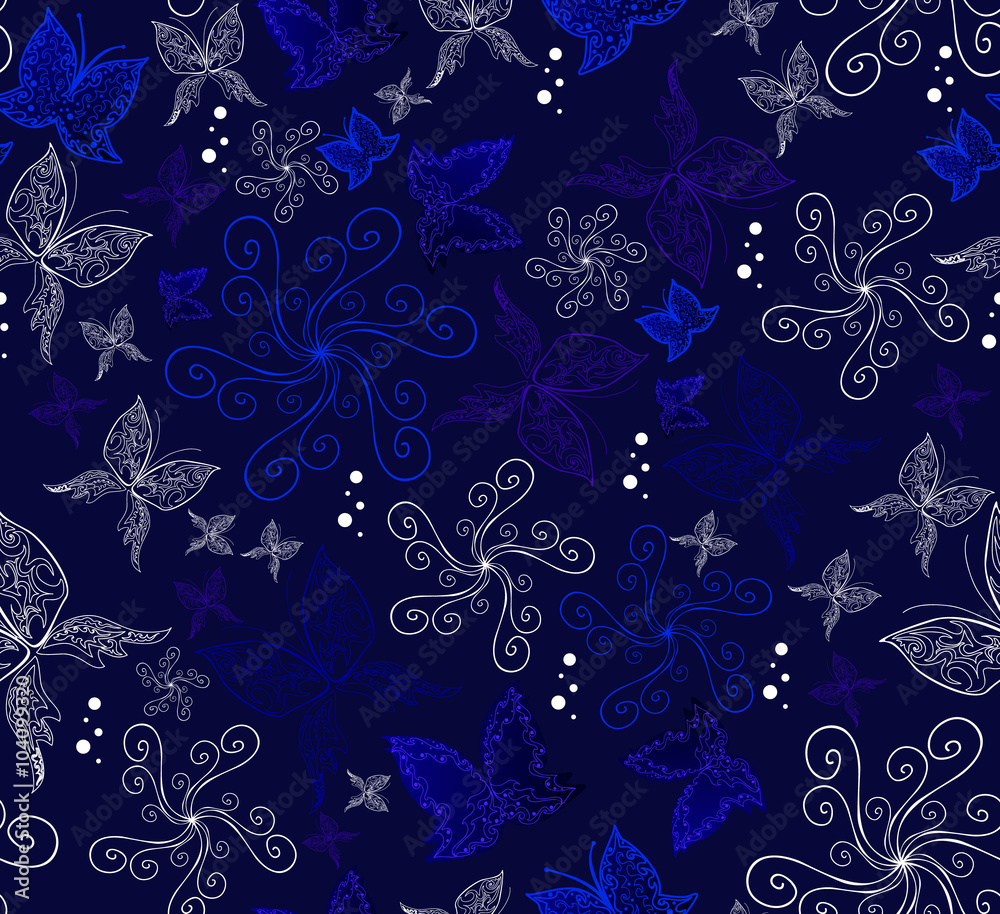 Obraz premium Seamless pattern with the butterflies