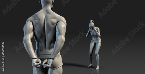 Canvas Print Prisoner Locked in Handcuffs