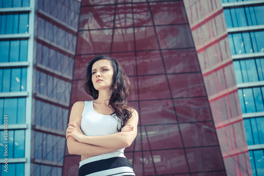 Business stylish woman near modern building Business stylish woman near modern building