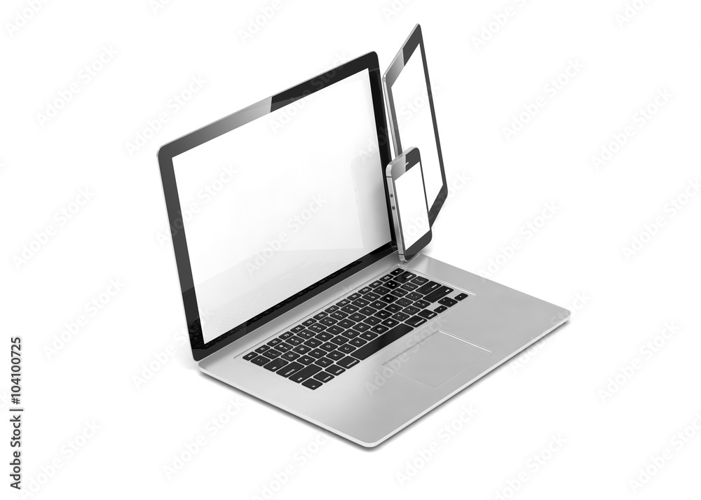 laptop, tablet, phone, on white laptop, tablet, phone, on white