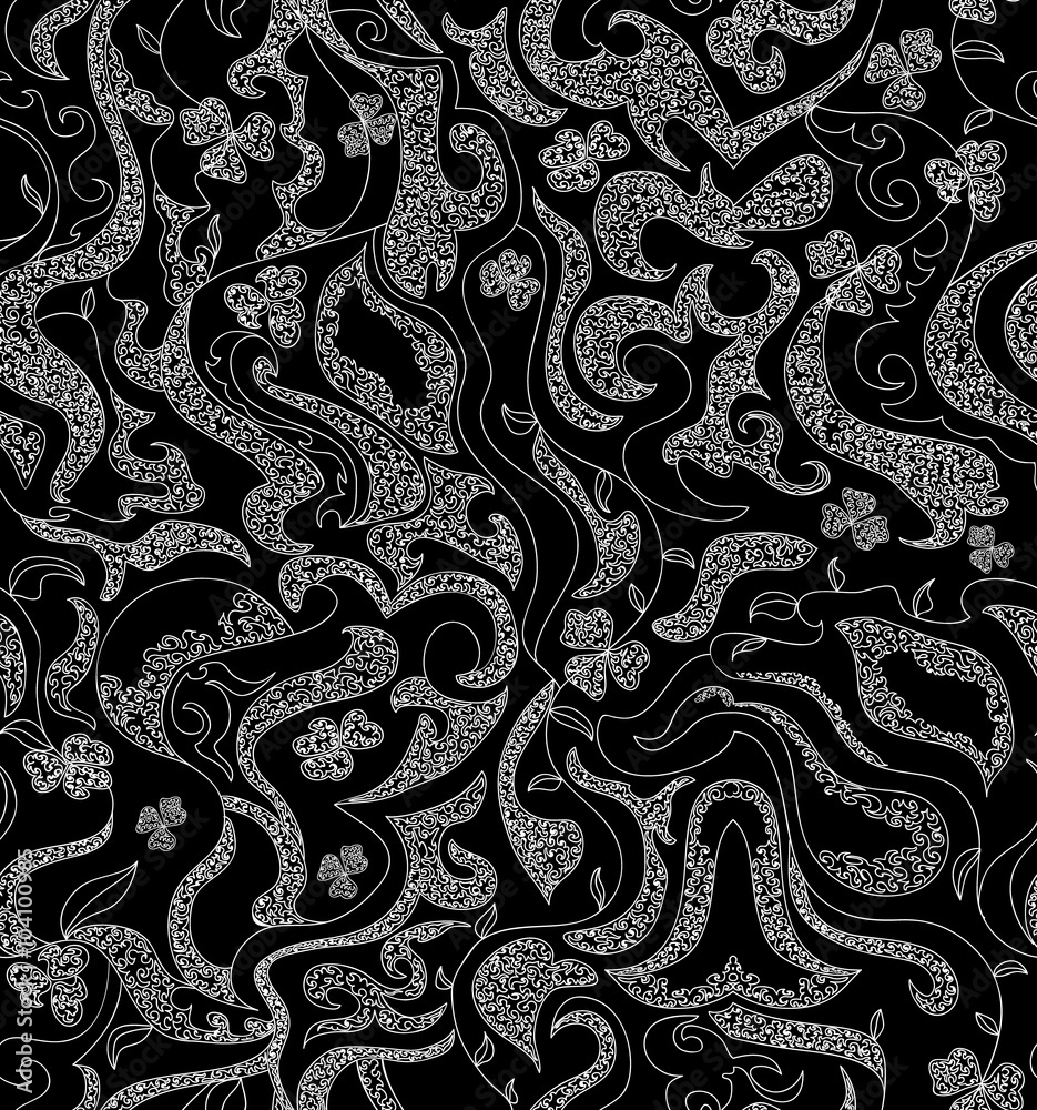 Beautiful black and white abstract vector seamless pattern