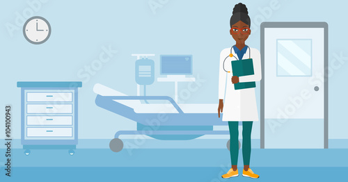 Doctor in hospital ward.