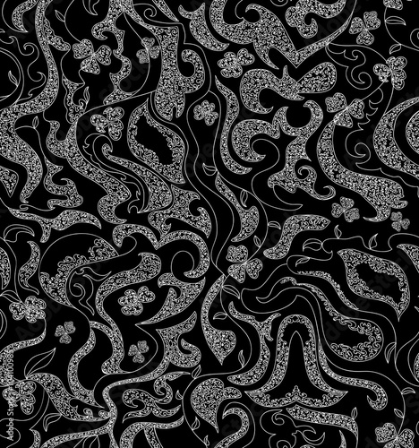 Beautiful black and white abstract vector seamless pattern