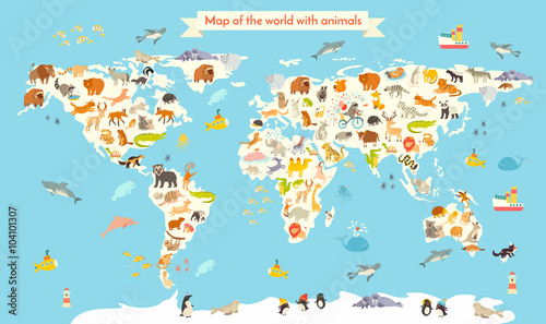kolorowa-mapa-z-umiejscowionymi-zwierzetami-i-nazwami-kontynentow