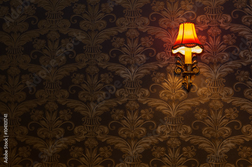 elegant retro lamp and wallpaper