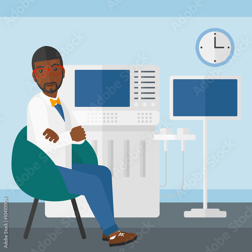 Male ultrasound specialist.