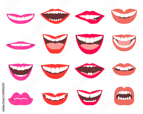 Funny smiles vector set. 