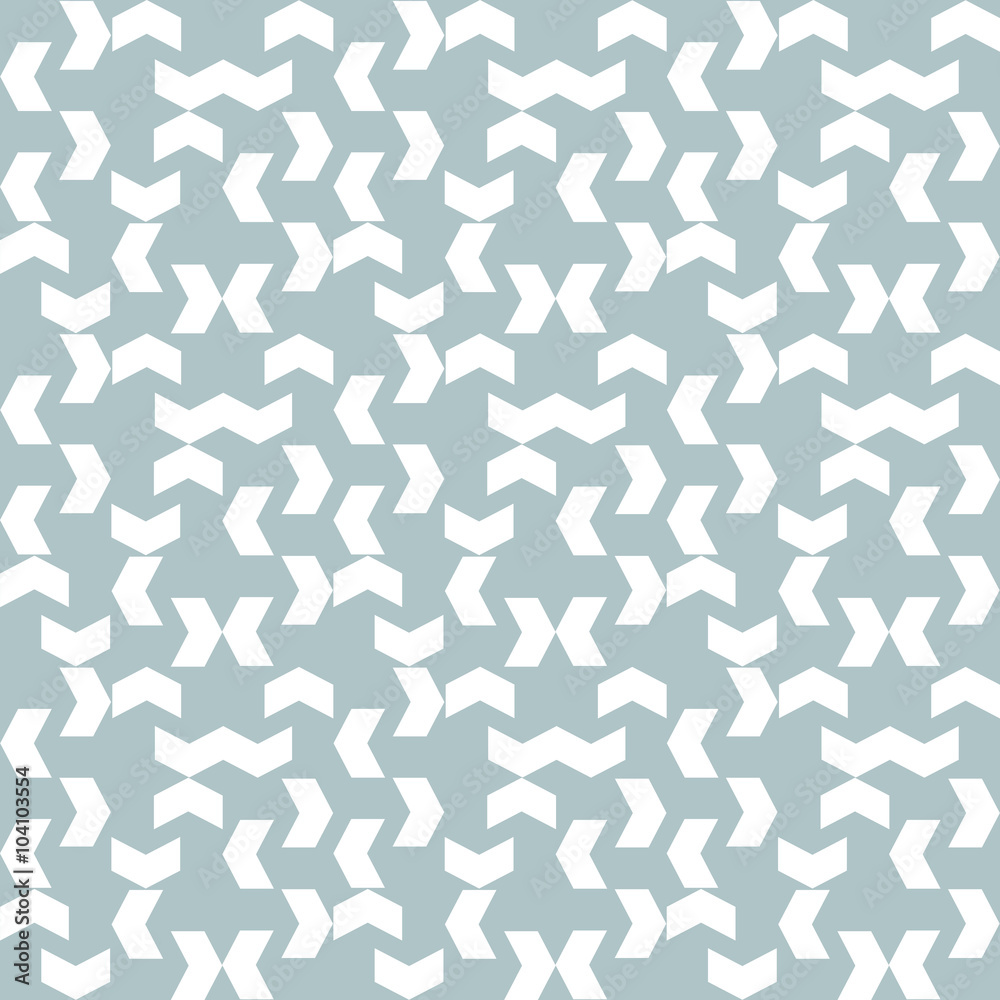 Geometric vector pattern with white arrows. Seamless abstract background