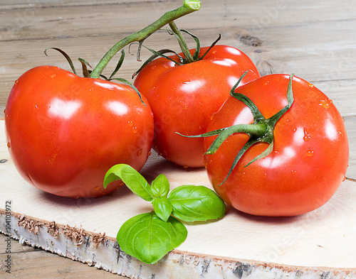 Fresh tomatoes and basil.