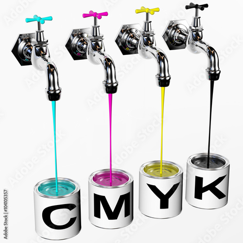 CMYK cans filling taps