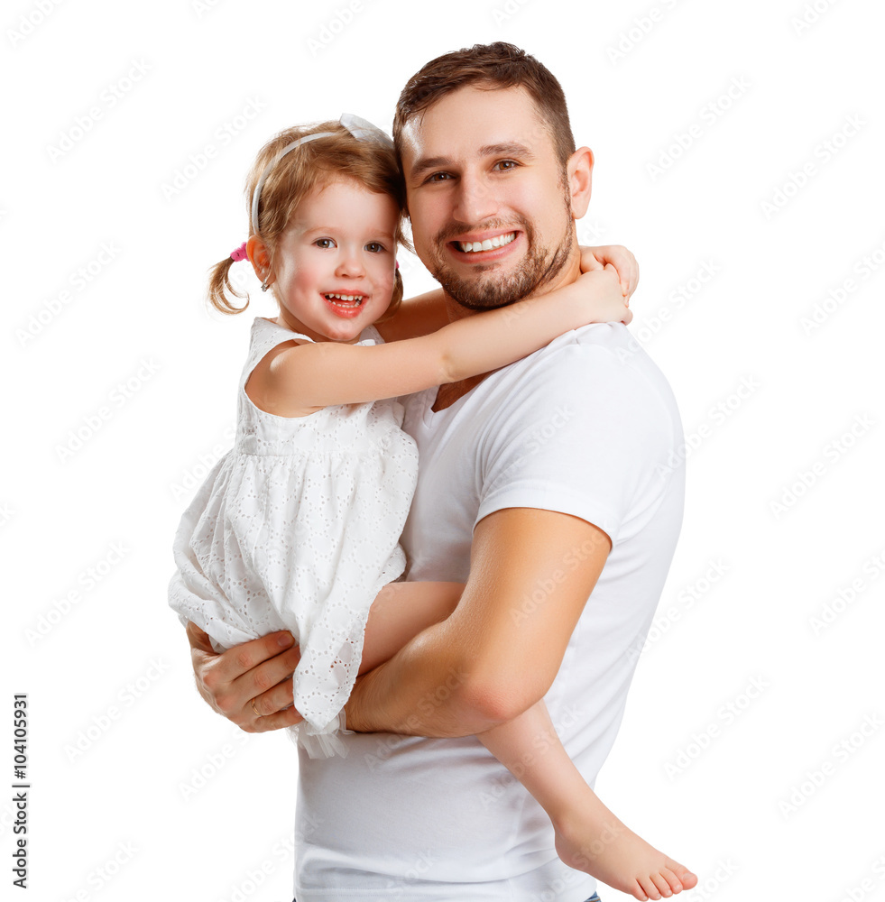 happy family and father's day. daughter hugging dad happy family and father's day. daughter hugging dad