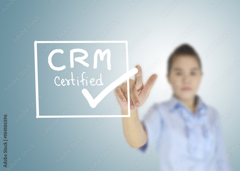 CRM certified icon or symbol image concept design with business women for business concept. business concept CRM certified icon or symbol image concept design with business women for business concept. business concept