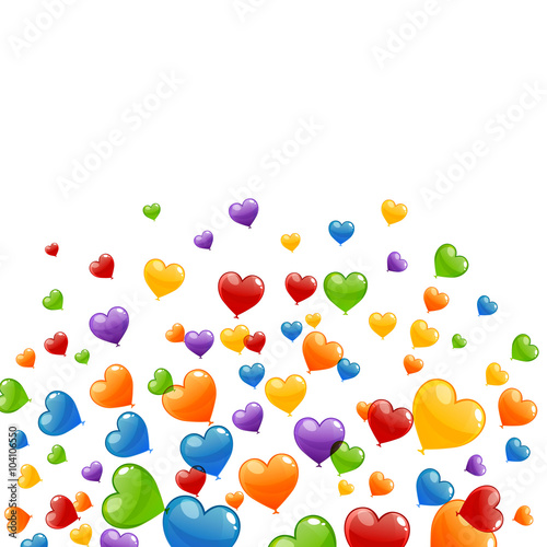 Vector Illustration of a Background with Colorful Heart Balloons