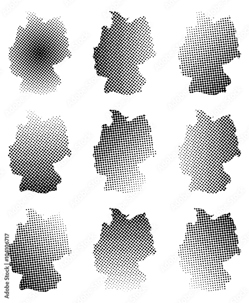Naklejka Mapa Niemiec zestaw półtonów wektor symbol ikona designu. ilustracja na białym tle.