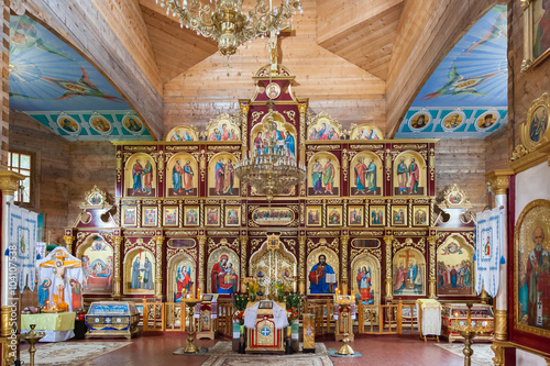 Photography nterior of Orthodox Christian church near Manyavsky monastery, Ivano-Frankivsk r