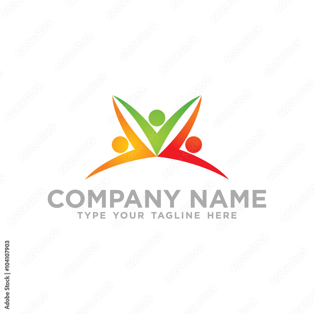 Obraz premium Social Network Team Partners Friends logo design vector