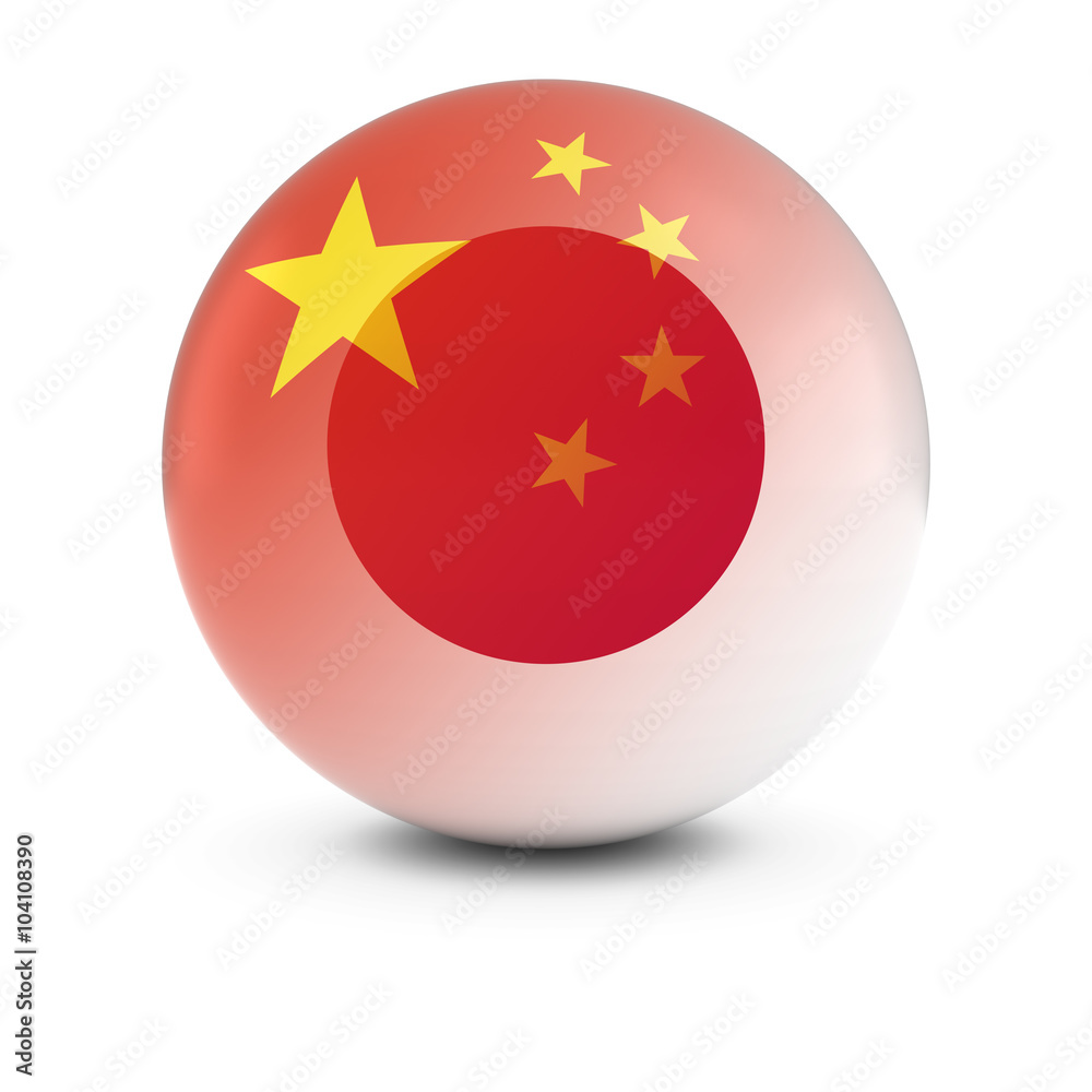 Chinese and Japanese Flag Ball Fading Flags of China and Japan Stock