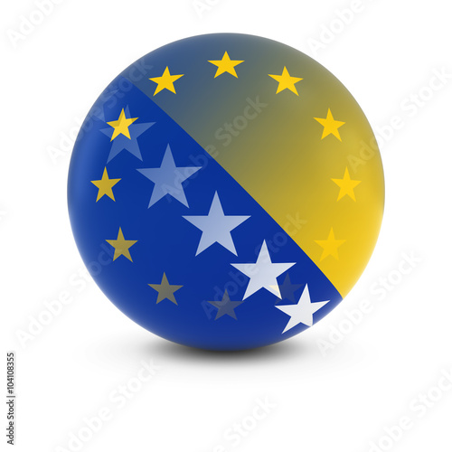 Bosnian Herzegovinian and European Flag Ball - Fading Flags of Bosnia Herzegovina and the EU