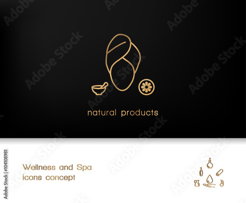 Vector gift voucher template with icons. Business card template.